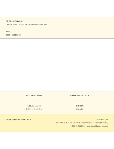 Cerradura con pomo 5300phl050 ucem