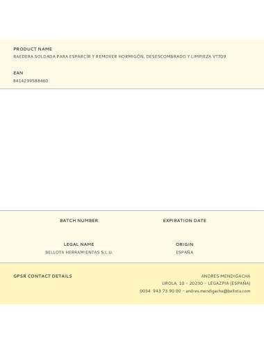 Raedera soldada para esparcir y remover hormigón, desescombrado y limpieza vt709