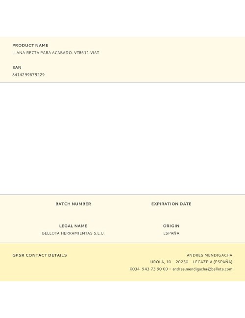 Llana recta para acabado. vt8611 viat