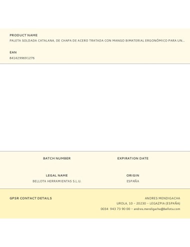 Paleta soldada catalana, de chapa de acero tratada con mango bimaterial ergonómico para una mayor comodidad. vt41b viat