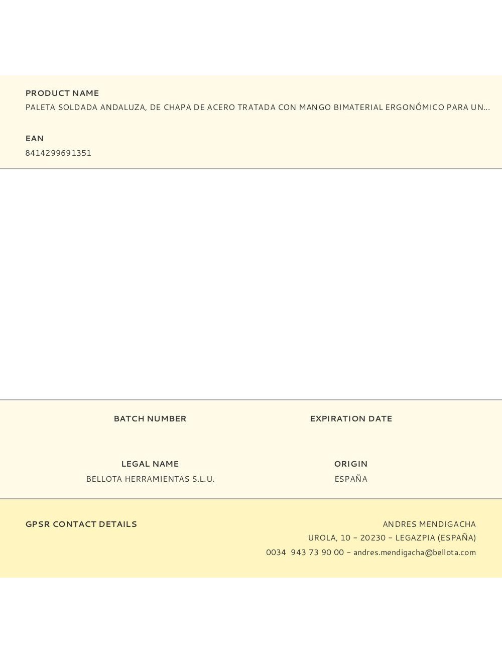 Paleta soldada andaluza, de chapa de acero tratada con mango bimaterial ergonómico para una mayor comodidad. vt43a viat