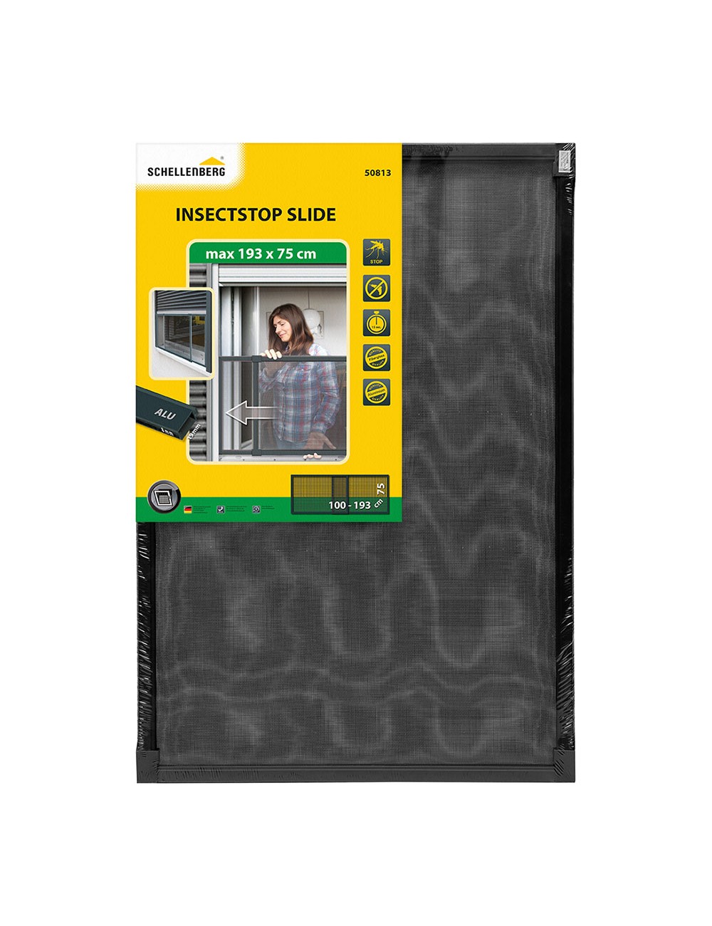 Mosquitera con marco fijo extensible aluminio antracita 75 x 100-193 cm