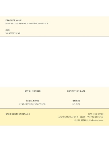 Repelente de plagas ultrasónico weitech