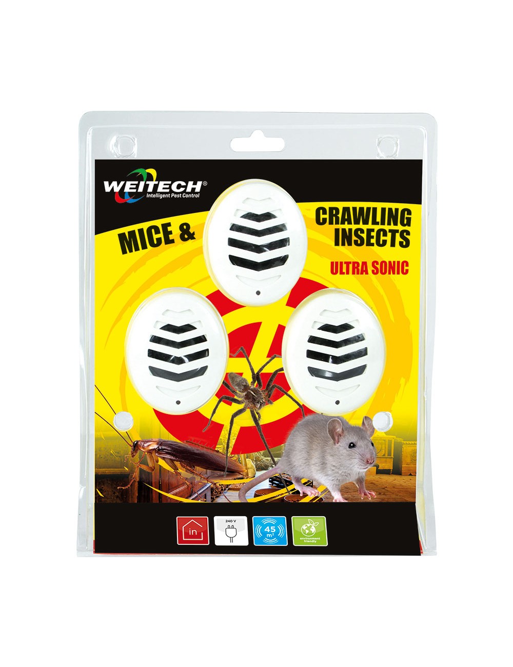 Pack 3 unid.. repelente de plagas ultrasónico weitech