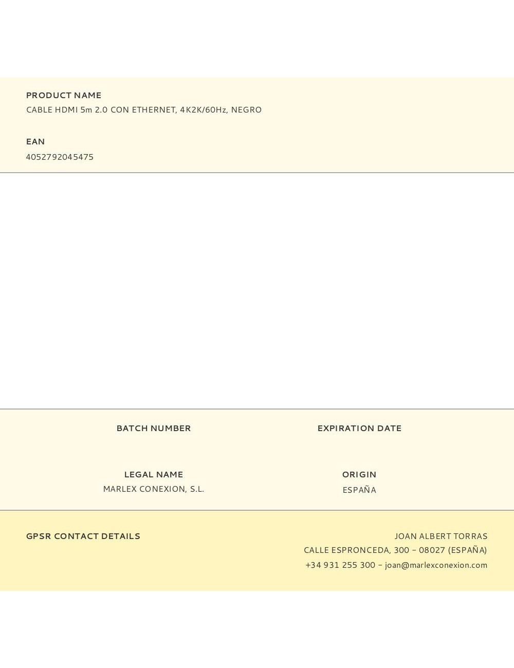 Cable hdmi 5m 2.0 con ethernet, 4k2k/60hz, negro