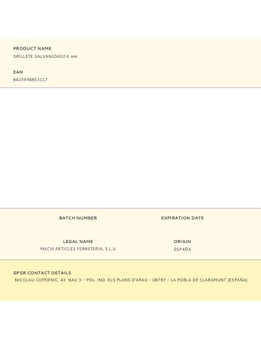 Grillete galvanizado 6 mm