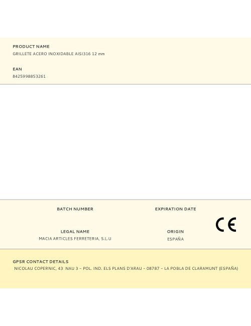Grillete acero inoxidable aisi316 12 mm