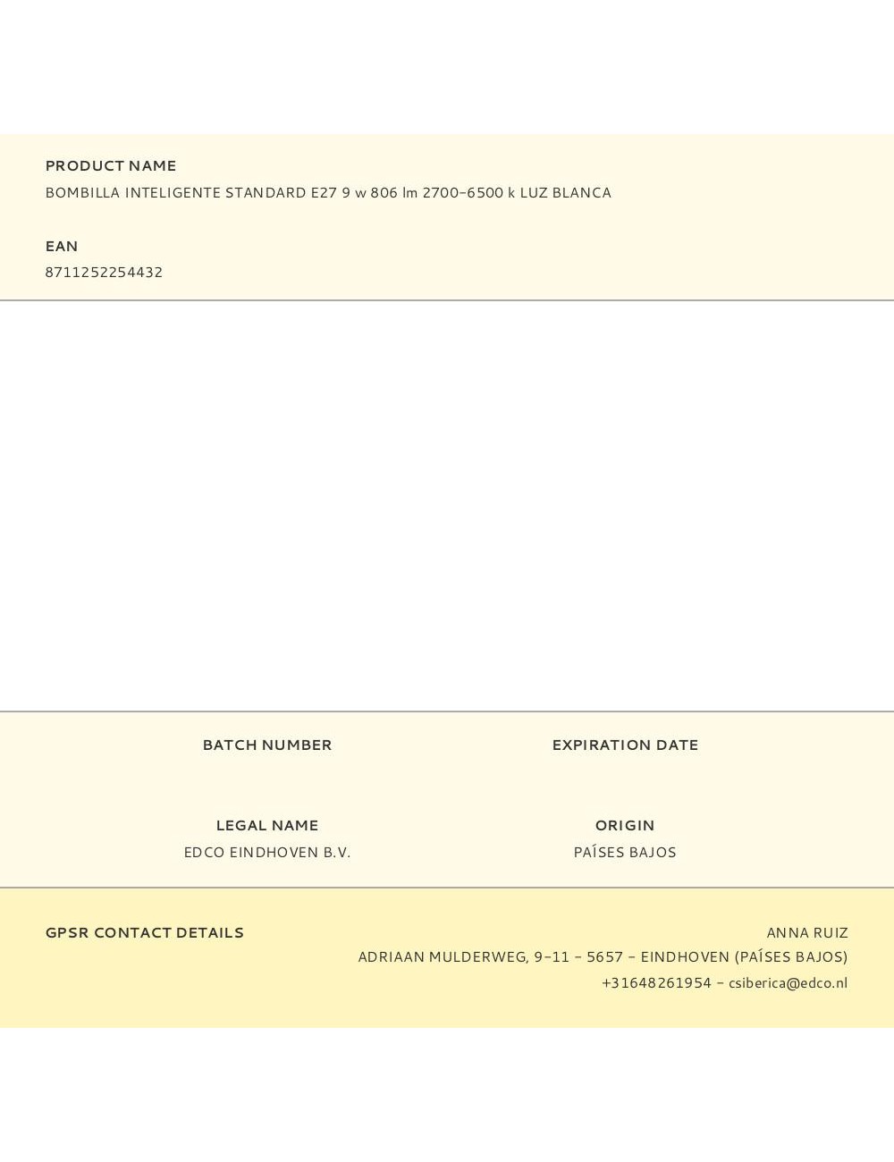 Bombilla inteligente standard e27 9 w 806 lm 2700-6500 k luz blanca