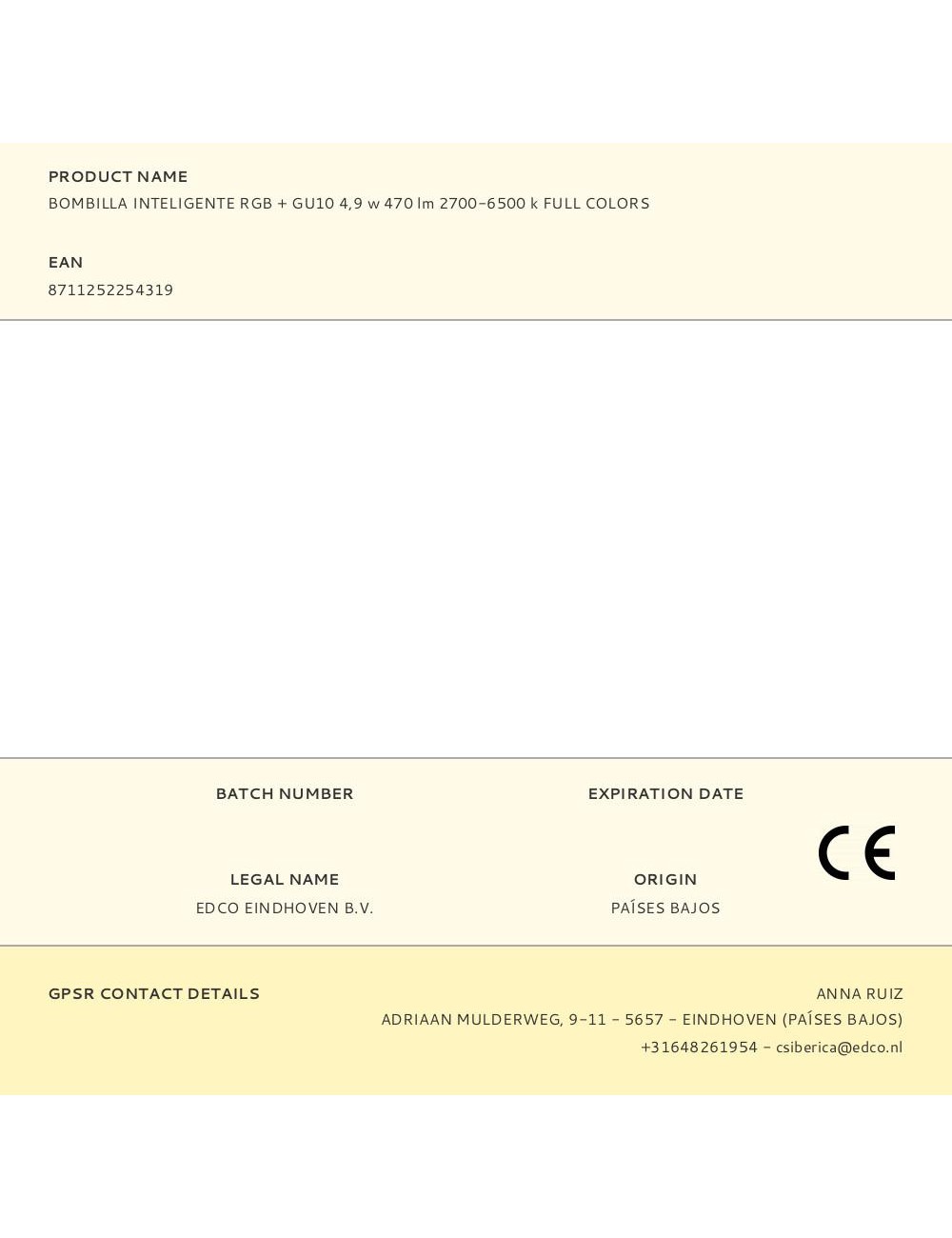 Bombilla inteligente rgb + gu10 4,9 w 470 lm 2700-6500 k full colors