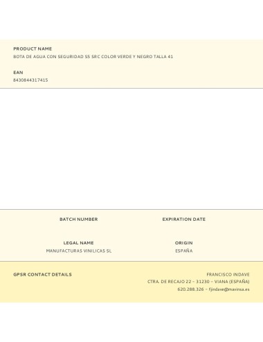 Bota de agua con seguridad s5 src color verde y negro talla 41