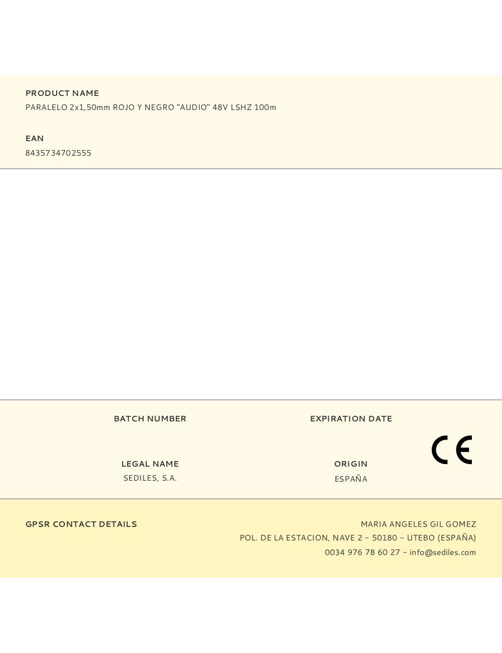 Paralelo 2x1,50mm rojo y negro "audio" 48v lshz 100m