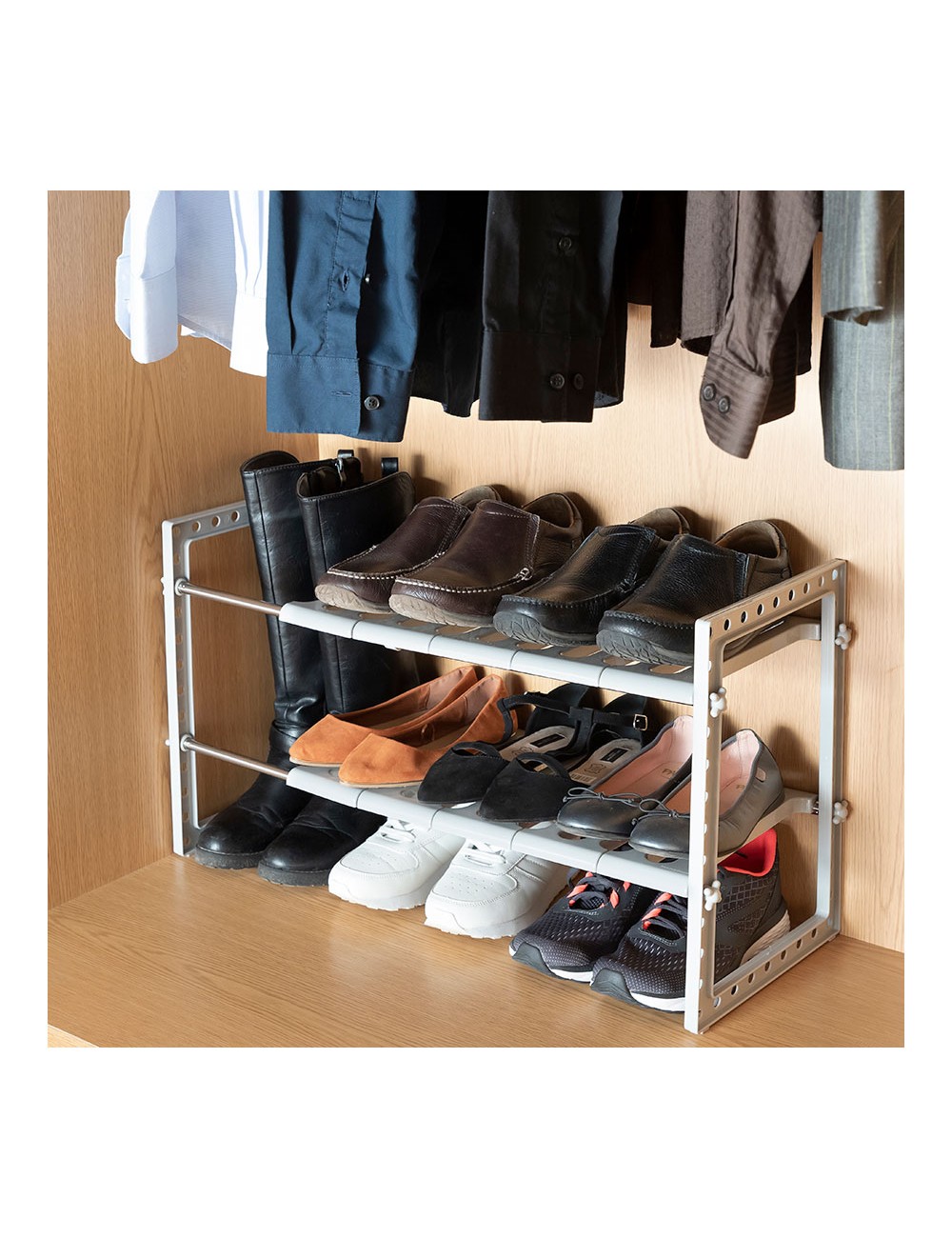 Estantería extensible de 2 estantes para fregadero shibblek 37,5 - 66,5 cm