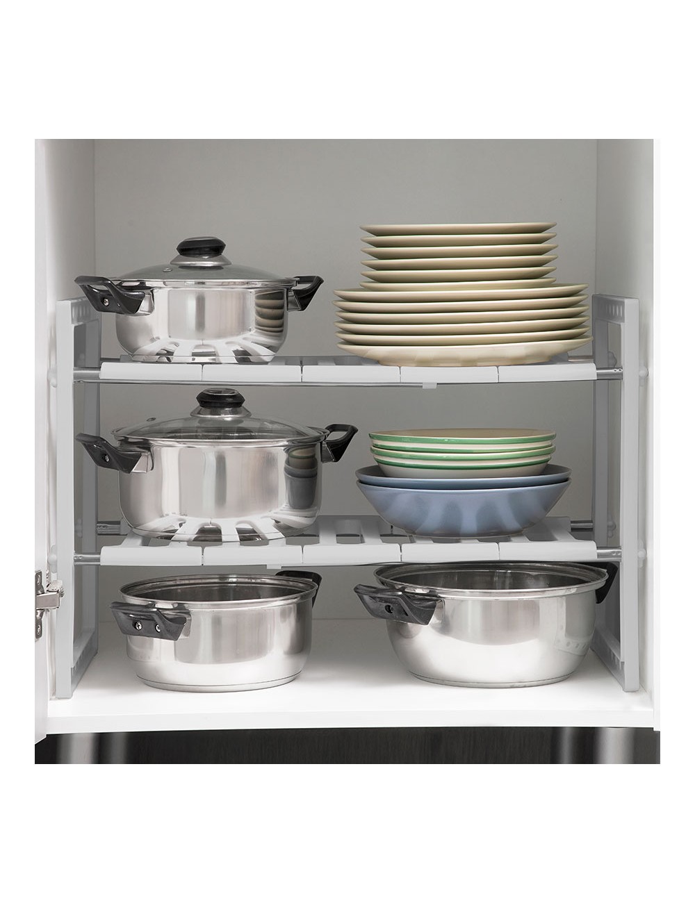 Estantería extensible de 2 estantes para fregadero shibblek 37,5 - 66,5 cm