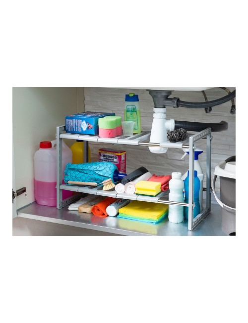Estantería extensible de 2 estantes para fregadero shibblek 37,5 - 66,5 cm