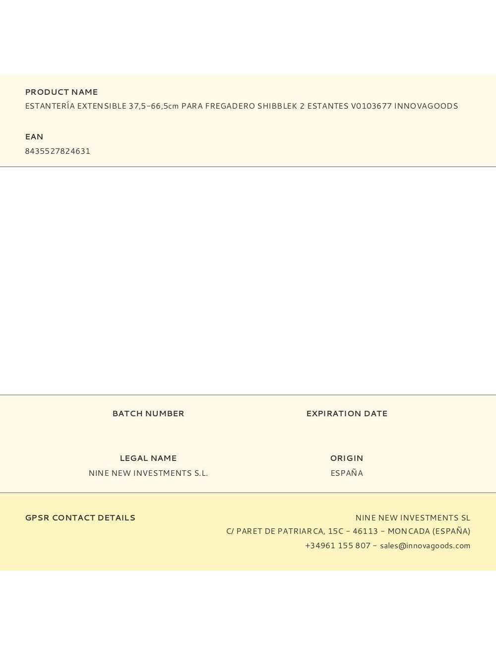 Estantería extensible de 2 estantes para fregadero shibblek 37,5 - 66,5 cm