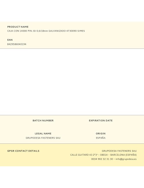 Caja con 14000 pin jsi 0,6/18mm galvanizado 4730090 simes