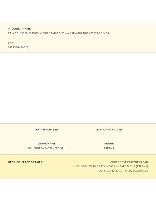 Caja con 9000 clavos micro brad 0,6/20mm galvanizado 4730220 simes