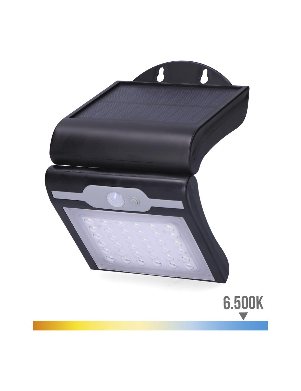 Aplique solar con sensor color negro, 2 w