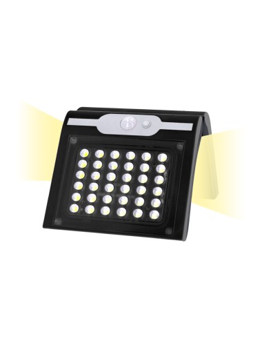 Aplique solar con sensor color negro, 2 w