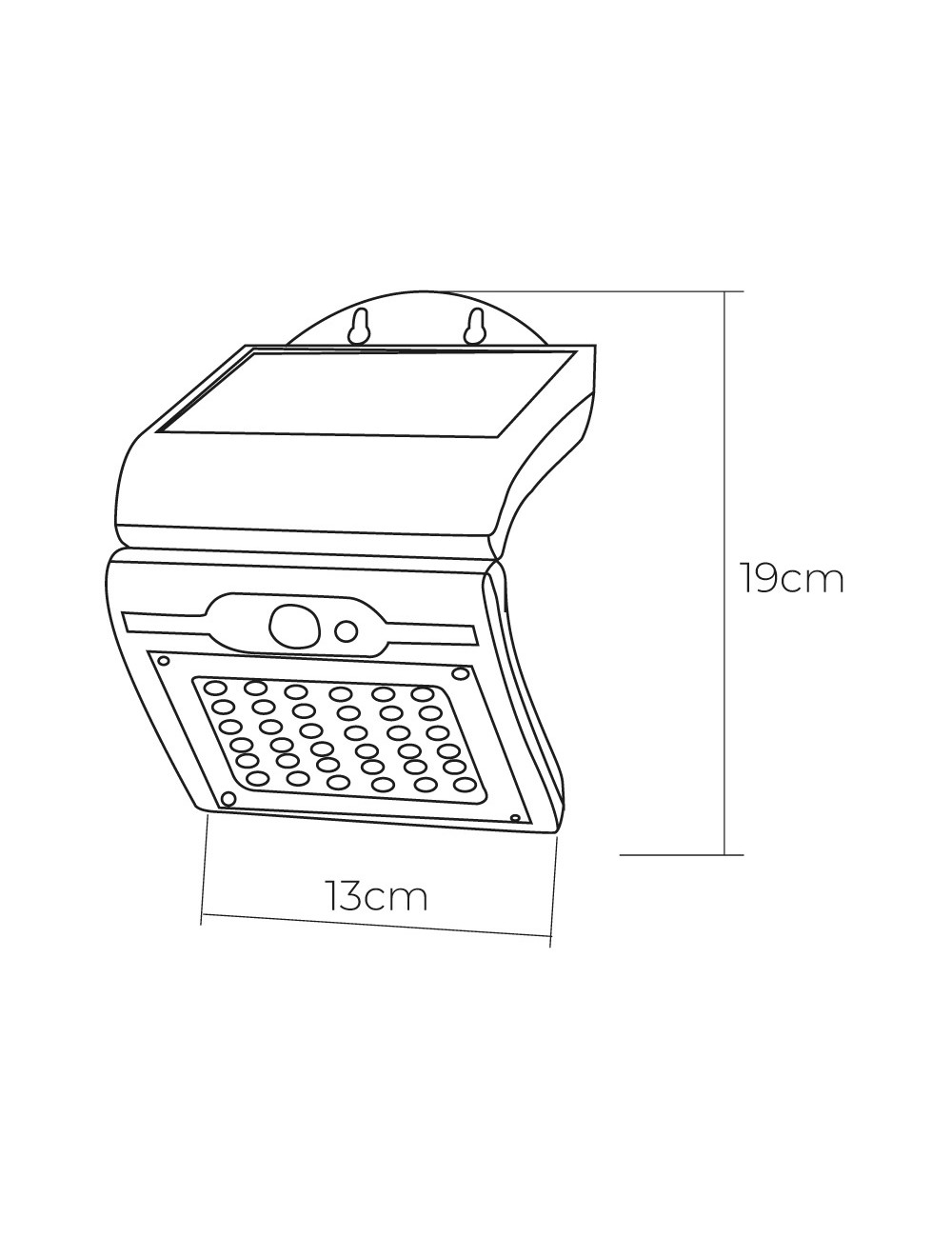 Aplique solar con sensor color negro, 2 w