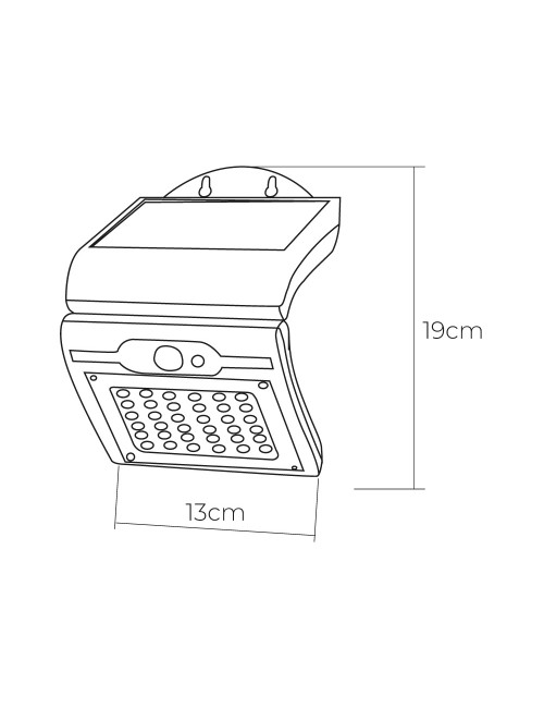 Aplique solar con sensor color negro, 2 w