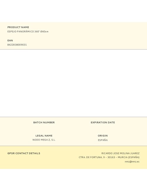 Espejo panorámico 360° ø60cm