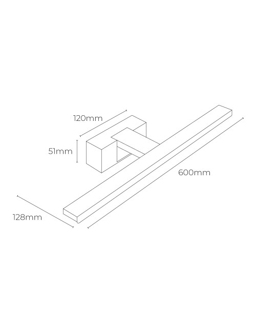 Lámpara led de pared o espejo 12 w 1.270 lm 4.000 k, luz día 60 x 12,8 x 5,10 cm