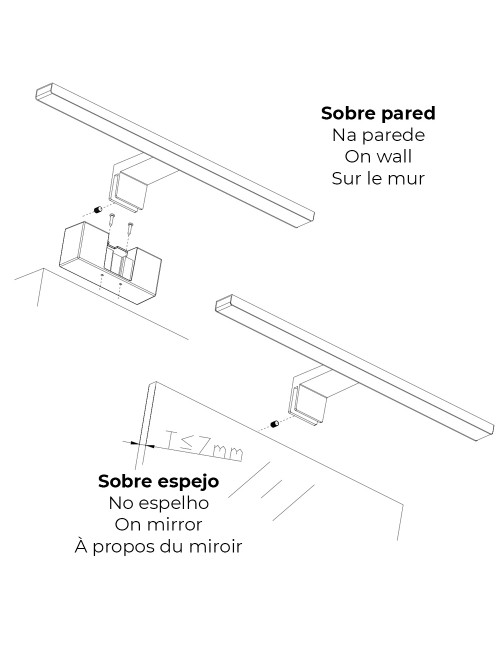 Lámpara led de pared o espejo 12 w 1.270 lm 4.000 k, luz día 60 x 12,8 x 5,10 cm