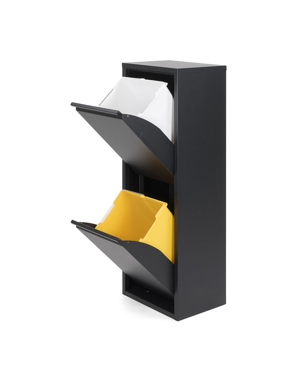 Armario metalico reciclaje 2 cajones negro 92 x 35 x 25 cm