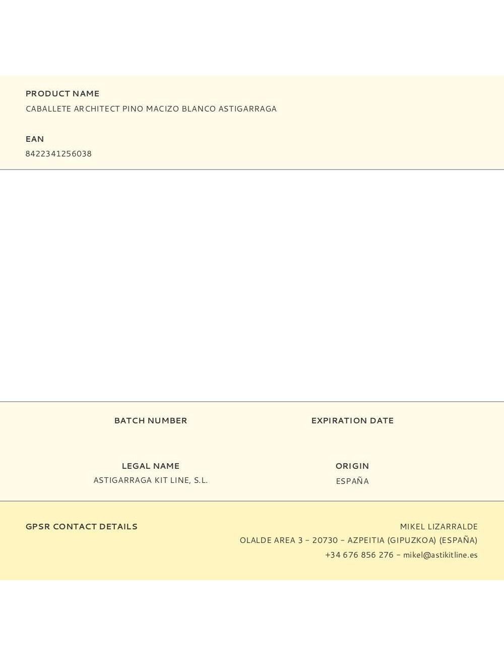 Caballete architect pino macizo blanco astigarraga