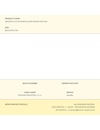 Soporte fijo patin 8076 de acero negro mate