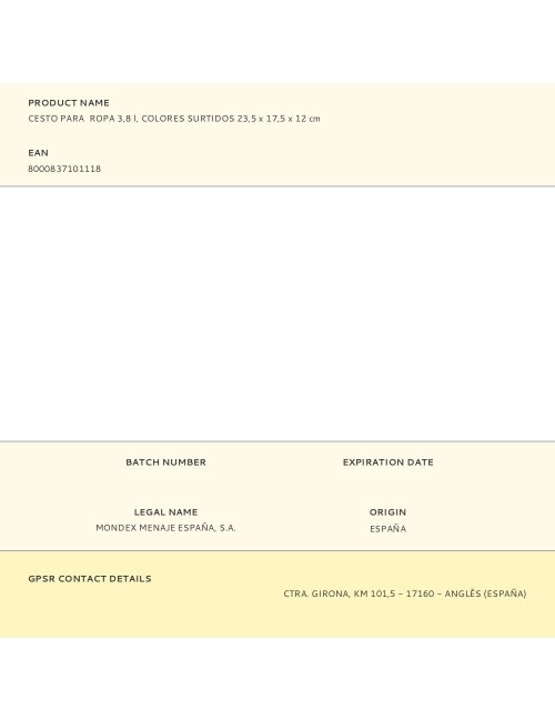 Cesto para ropa 4,9 l, colores surtidos 23,5 x 17,5 x 12 cm