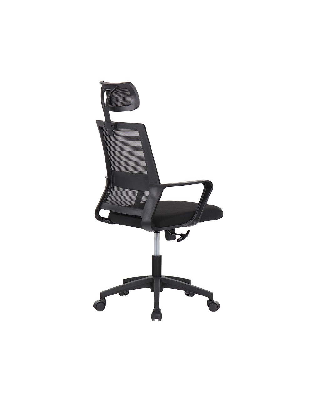 Silla de oficina ergonómica negra con respaldo en malla de nylon