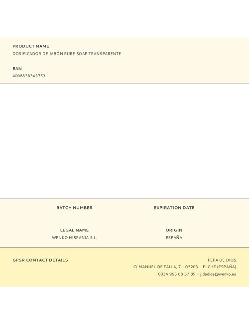 Dosificador de jabón pure soap transparente