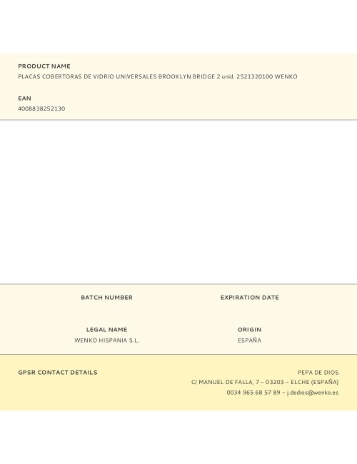 Placas cobertoras de vidrio brooklyn bridge 30 x 52 cm, 2 uds