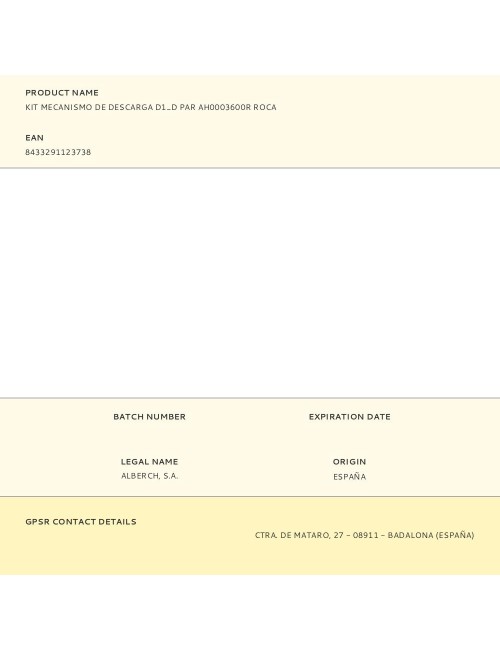 Kit mecanismo de descarga d1_d par ah0003600r roca