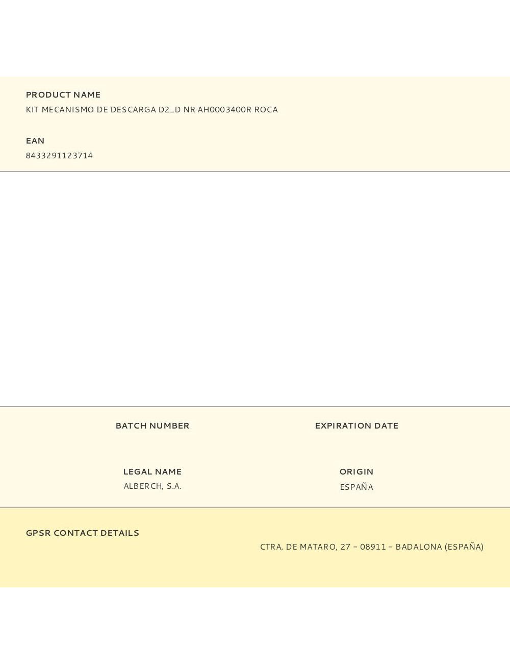 Kit mecanismo de descarga d2_d nr ah0003400r roca