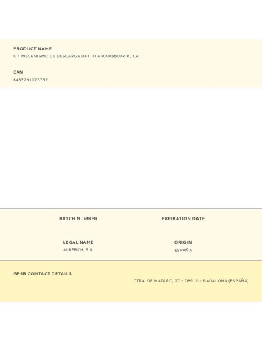 Kit mecanismo de descarga d4t, ti ah0003800r roca