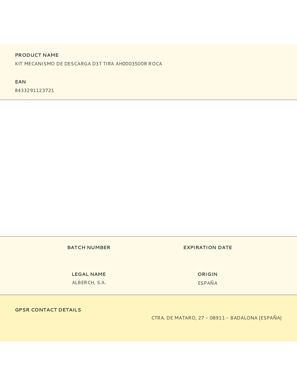 Kit mecanismo de descarga d3t tira ah0003500r roca