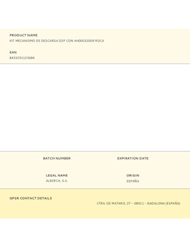 Kit mecanismo de descarga d2p con ah0003200r roca