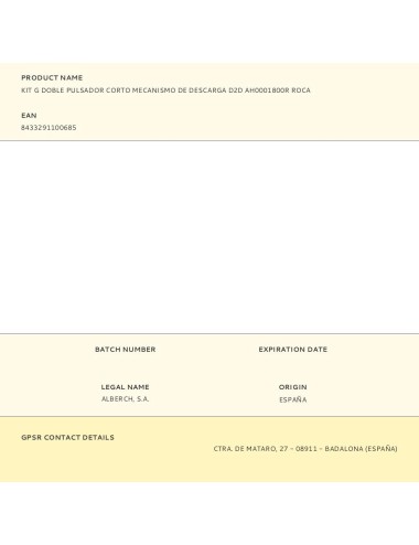 Kit g doble pulsador corto mecanismo de descarga d2d ah0001800r roca