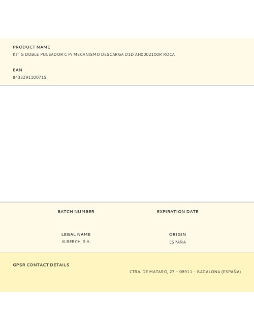 Kit g doble pulsador c p/ mecanismo descarga d1d ah0002100r roca