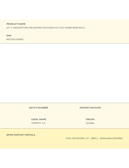 Kit g tirador para mecanismo descarga d1t d3t ah0001900r roca