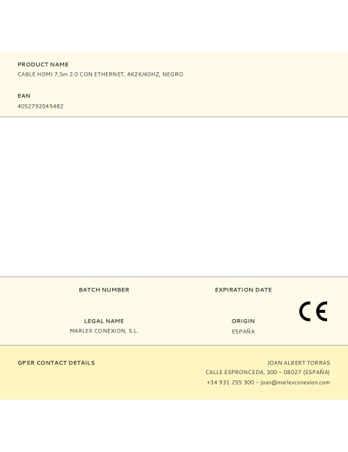 Cable hdmi 7,5m 2.0 con ethernet, 4k2k/60hz, negro