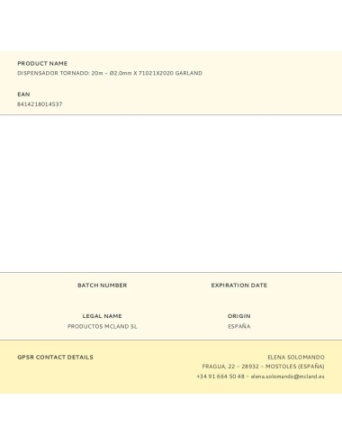 Dispensador tornado: 20m - ø2,0mm x 71021x2020 garland