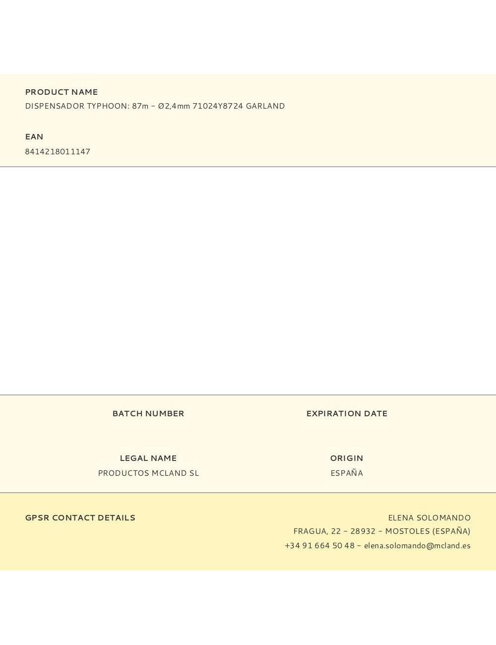 Dispensador typhoon: 87m - ø2,4mm 71024y8724 garland