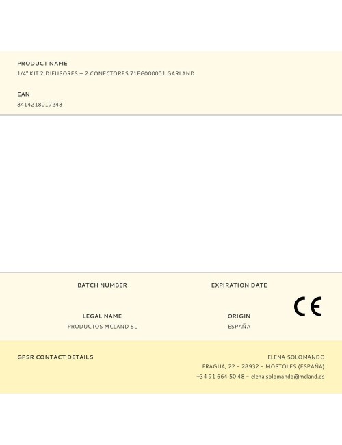 1/4" kit 2 difusores + 2 conectores 71fg000001 garland