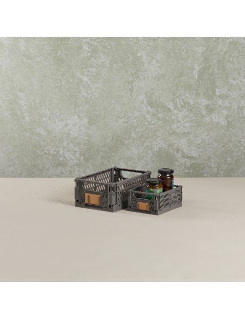 Caja almacenaje plegable gris 17 x 12.5 x 7 cm set 2 piezas