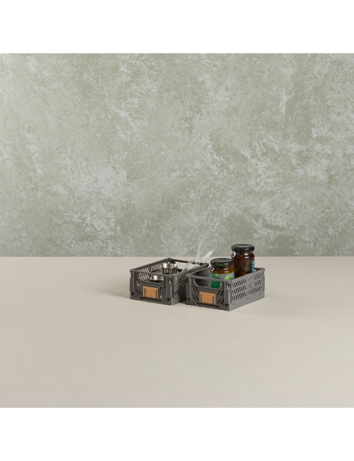 Caja almacenaje plegable gris 17 x 12.5 x 7 cm set 2 piezas