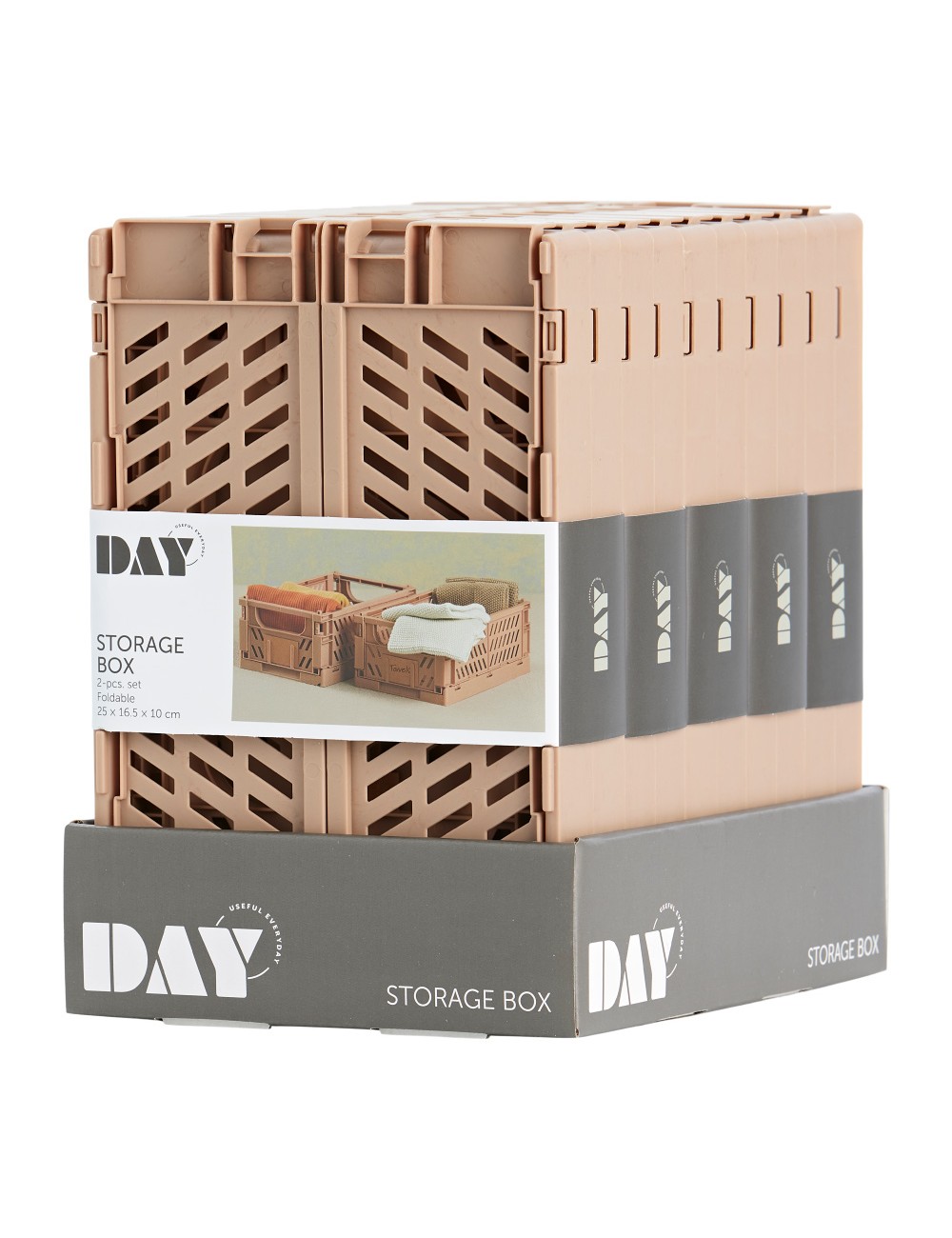 Caja almacenaje plegable arena 25 x 16,5 x 10 cm set 2 piezas